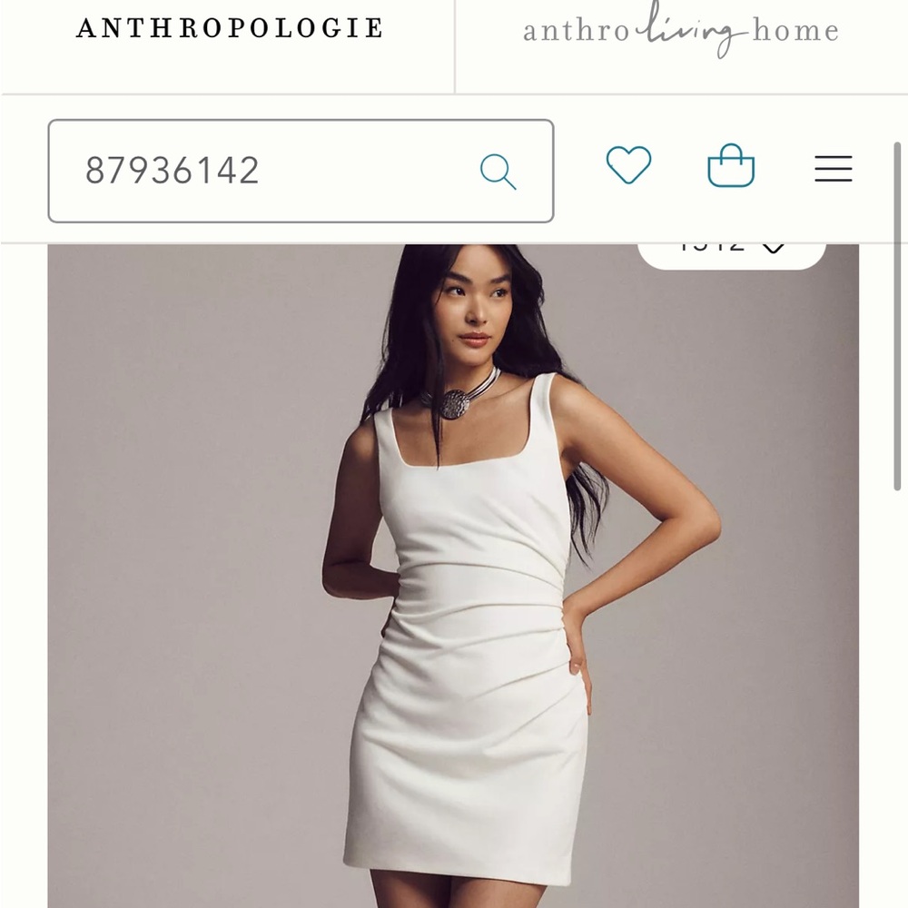 Anthropologie White Sheath Dress Square Neck Cocktail